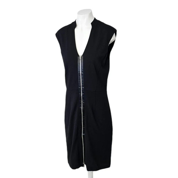 L.A.M.B Gwen Stefani Zip Front Little Black Dress  V-Neck Bodycon Fitted - Picture 2 of 8